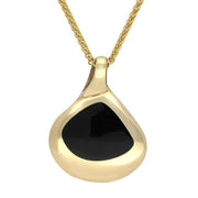9ct Yellow Gold Whitby Jet Abstract Freeform Necklace. P547