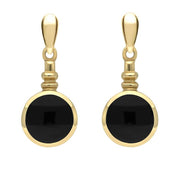 9ct Yellow Gold Whitby Jet Bottle Top Drop Earrings E054