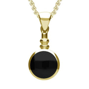 9ct Yellow Gold Whitby Jet Bottle Top Necklace. P010.