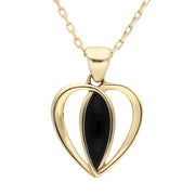 9ct Yellow Gold Whitby Jet Centre Stone Heart Two Piece Set S024
