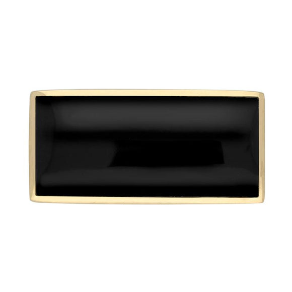 9ct Yellow Gold Whitby Jet Contemporary Oblong Brooch. M084.
