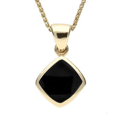9ct Yellow Gold Whitby Jet Dinky Cushion Necklace P452