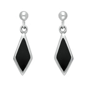 Sterling Silver Whitby Jet Dinky Diamond Drop Earrings E229