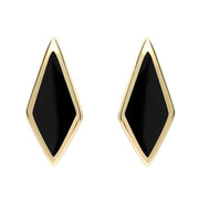 9ct Yellow Gold Whitby Jet Diamond Shaped Stud Earrings E282