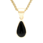 9ct Yellow Gold Whitby Jet Dinky Pear Necklace P450 