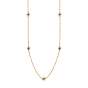 9ct Yellow Gold Whitby Jet Fleur De Lis Link Disc Chain Necklace