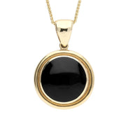 9ct Yellow Gold Whitby Jet Framed Round Necklace P248