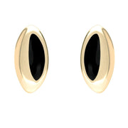 9ct Yellow Gold Whitby Jet Freeform Stud Earrings E341
