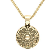 9ct Yellow Gold Whitby Jet Great Yorkshire Show Rose Necklace. P1945.