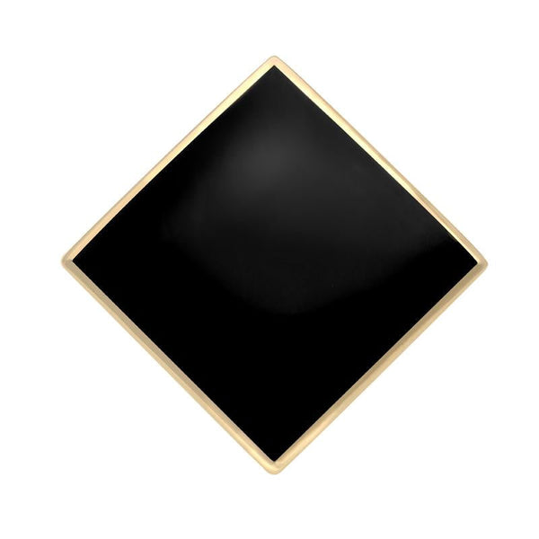 9ct Yellow Gold Whitby Jet Large Rhombus Ring. R608.