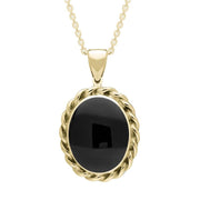 9ct Yellow Gold Whitby Jet Large Rope Oval Necklace P251
