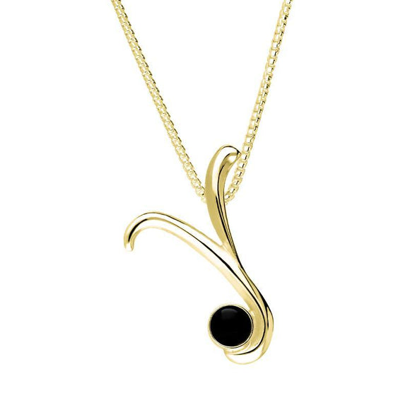 9ct Yellow Gold Whitby Jet Love Letters Initial Y Necklace P3472C