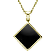 9ct Yellow Gold Whitby Jet Rhombus Necklace. P084.