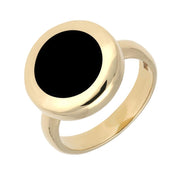 9ct Yellow Gold Whitby Jet Modern Framed Round Ring R498
