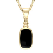 9ct Yellow Gold Whitby Jet Oblong Bottle Top Necklace. P009.