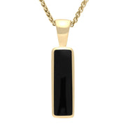 9ct Yellow Gold Whitby Jet Oblong Necklace. P020. 