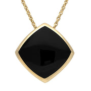 9ct Yellow Gold Whitby Jet Cushion Necklace. P1474.