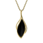 9ct Yellow Gold Whitby Jet Open Marquise Two Piece Set S231