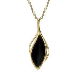 9ct Yellow Gold Whitby Jet Open Marquise Two Piece Set S231