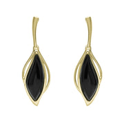 9ct Yellow Gold Whitby Jet Open Marquise Two Piece Set S231