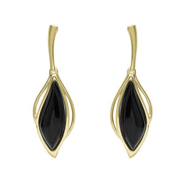 9ct Yellow Gold Whitby Jet Open Marquise Two Piece Set S231