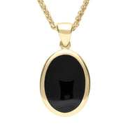 9ct Yellow Gold Whitby Jet Oval Necklace. P091.