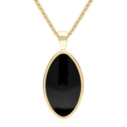 9ct Yellow Gold Whitby Jet Oval Necklace P080