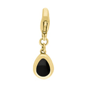 9ct Yellow Gold Whitby Jet Pear Shaped Cross Clip Charm, G664.