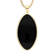 9ct Yellow Gold Whitby Jet Large Oval Necklace. P079.