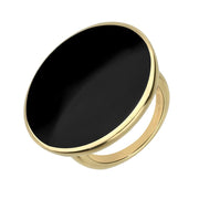 9ct Yellow Gold Whitby Jet Round Ring, R652