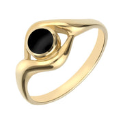 9ct Yellow Gold Whitby Jet Round Twist Ring R030