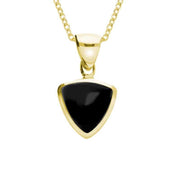 Sterling Silver Whitby Jet Small Curved Triangle Necklace. P323.