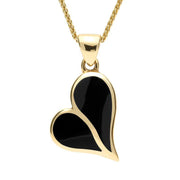 9ct Yellow Gold Whitby Jet Split Heart Necklace P575