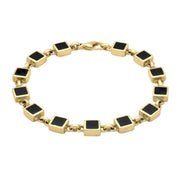 9ct Yellow Gold Whitby Jet Square Stone Bracelet B233