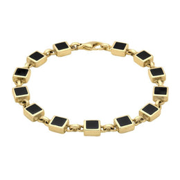9ct Yellow Gold Whitby Jet Square Stone Bracelet B233