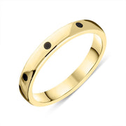 9ct Yellow Gold Whitby Jet 3mm Wedding Band Ring R1197_3