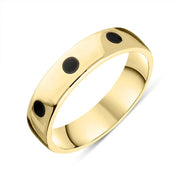 9ct Yellow Gold Whitby Jet 5mm Wedding Band Ring R1197_5