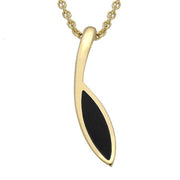 9ct Yellow Gold Whitby Jet Toscana Marquise Stone Pendant P1675