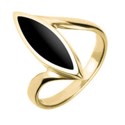 9ct Yellow Gold Whitby Jet Toscana Marquise Twist Ring. R512.