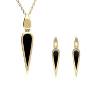 9ct Yellow Gold Whitby Jet Toscana Pear Drop Two Piece Set