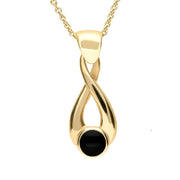 9ct Yellow Gold Whitby Jet Eternity Loop Necklace