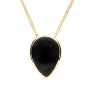9ct Yellow Gold Whitby Jet Upside Down Pear Necklace. P1103.