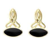 9ct Yellow Gold Whitby Jet Wide Marquise Celtic Two Piece Set