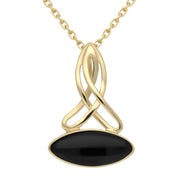 9ct Yellow Gold Whitby Jet Wide Marquise Celtic Two Piece Set