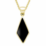 9ct Yellow Gold Whitby Jet Diamond Shaped Necklace P390