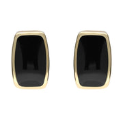 9ct yellow Gold Whitby Jet Dinky Barrel Stud Earrings E280