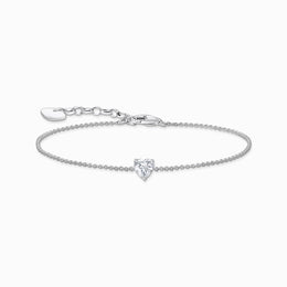 Thomas Sabo Sterling Silver Heart White Zirconia Bracelet