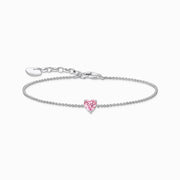 Thomas Sabo Sterling Silver Heart Pink Zirconia Bracelet