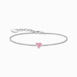 Thomas Sabo Sterling Silver Heart Pink Zirconia Bracelet