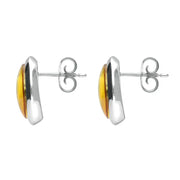 Sterling Silver Amber Round Stud Earrings